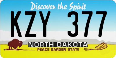 ND license plate KZY377