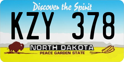 ND license plate KZY378