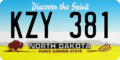 ND license plate KZY381