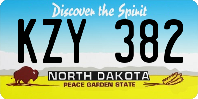 ND license plate KZY382