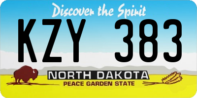 ND license plate KZY383