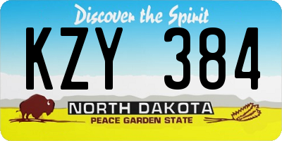 ND license plate KZY384