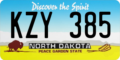 ND license plate KZY385