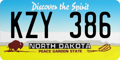 ND license plate KZY386