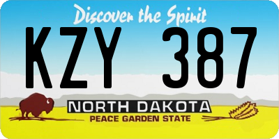 ND license plate KZY387