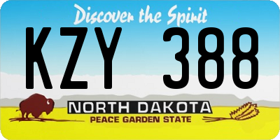 ND license plate KZY388