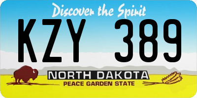 ND license plate KZY389