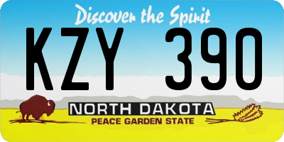 ND license plate KZY390