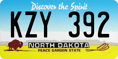 ND license plate KZY392