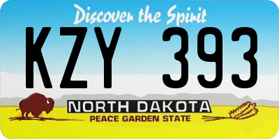 ND license plate KZY393