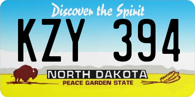 ND license plate KZY394