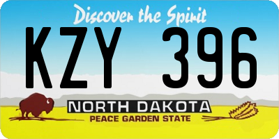 ND license plate KZY396
