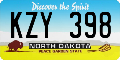 ND license plate KZY398