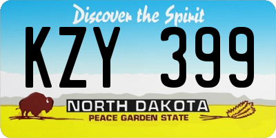 ND license plate KZY399