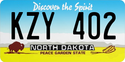 ND license plate KZY402