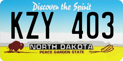 ND license plate KZY403