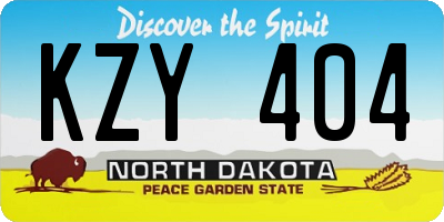 ND license plate KZY404