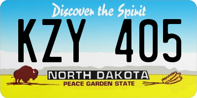 ND license plate KZY405