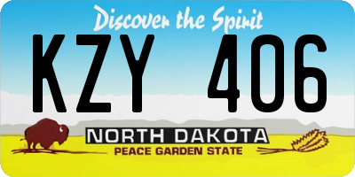 ND license plate KZY406