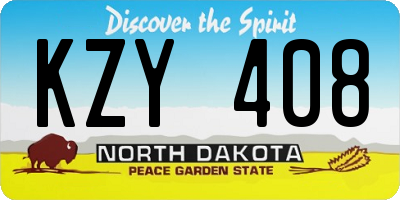 ND license plate KZY408