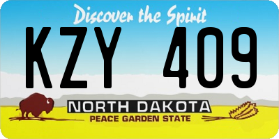 ND license plate KZY409