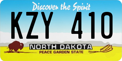 ND license plate KZY410