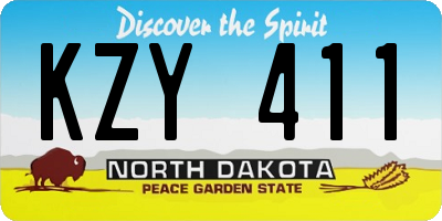 ND license plate KZY411