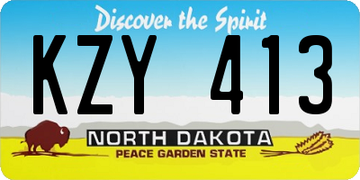 ND license plate KZY413