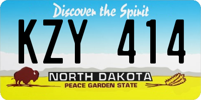 ND license plate KZY414