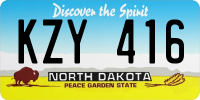 ND license plate KZY416