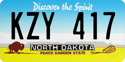 ND license plate KZY417