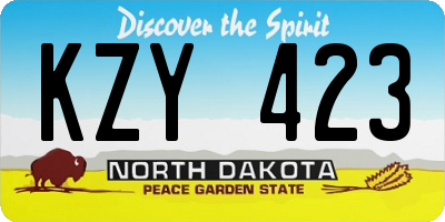 ND license plate KZY423