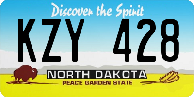 ND license plate KZY428