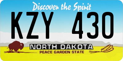 ND license plate KZY430