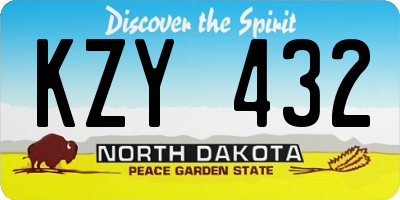 ND license plate KZY432