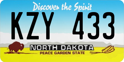 ND license plate KZY433