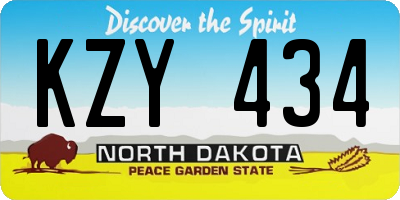 ND license plate KZY434