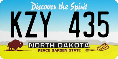 ND license plate KZY435