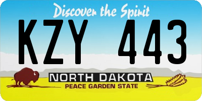 ND license plate KZY443