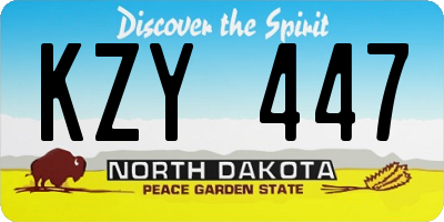 ND license plate KZY447