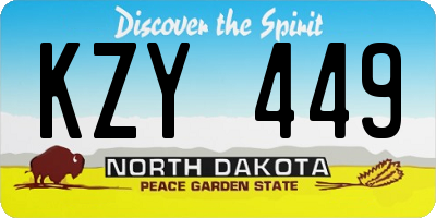 ND license plate KZY449