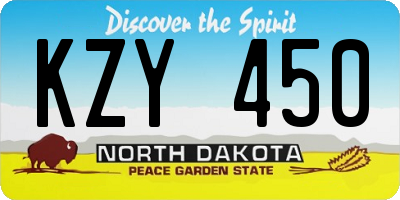 ND license plate KZY450