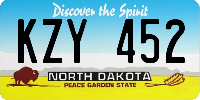 ND license plate KZY452