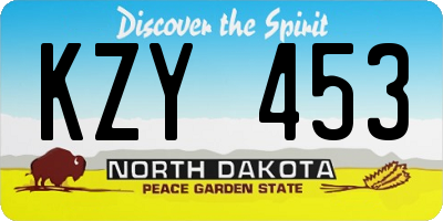 ND license plate KZY453