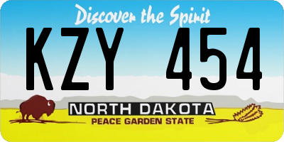 ND license plate KZY454