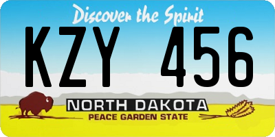 ND license plate KZY456