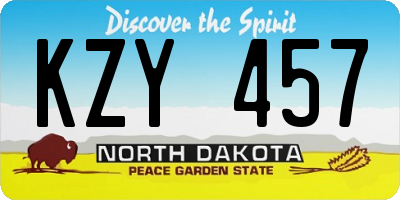 ND license plate KZY457