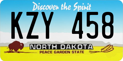 ND license plate KZY458