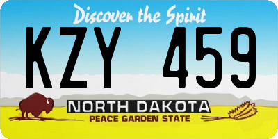 ND license plate KZY459