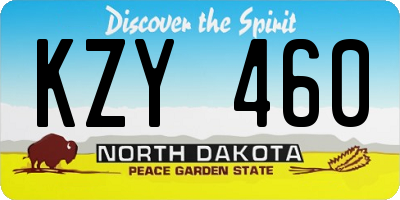 ND license plate KZY460